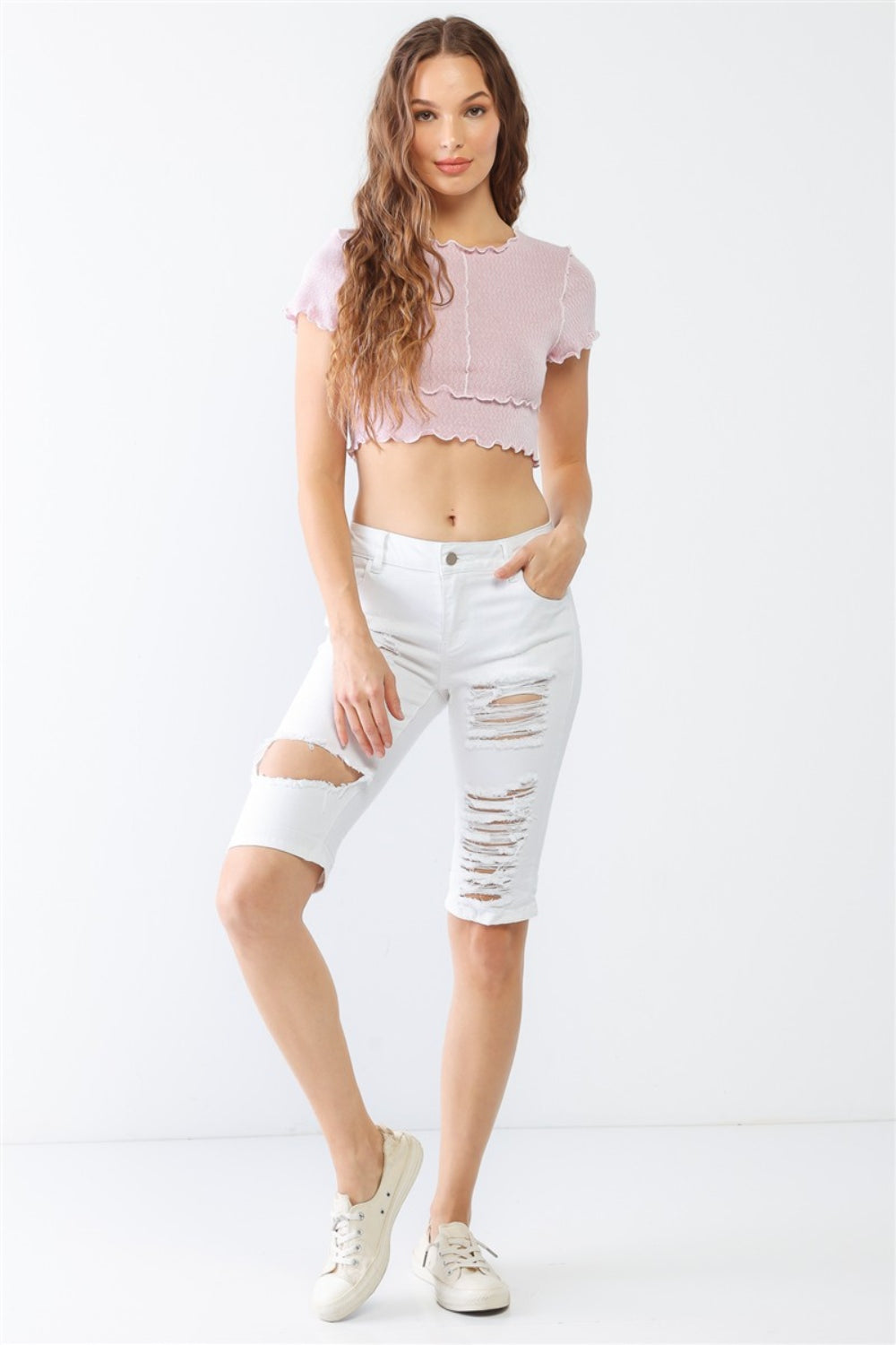 LITZ LA Distressed Bermuda Denim Shorts_3