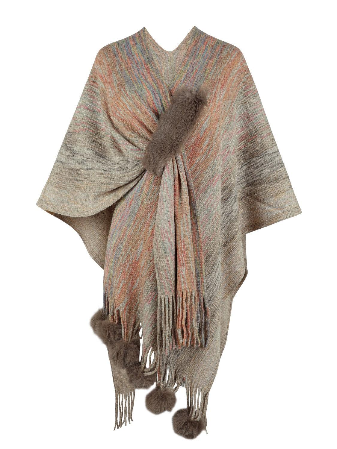 Heathered Fringe Hem Poncho