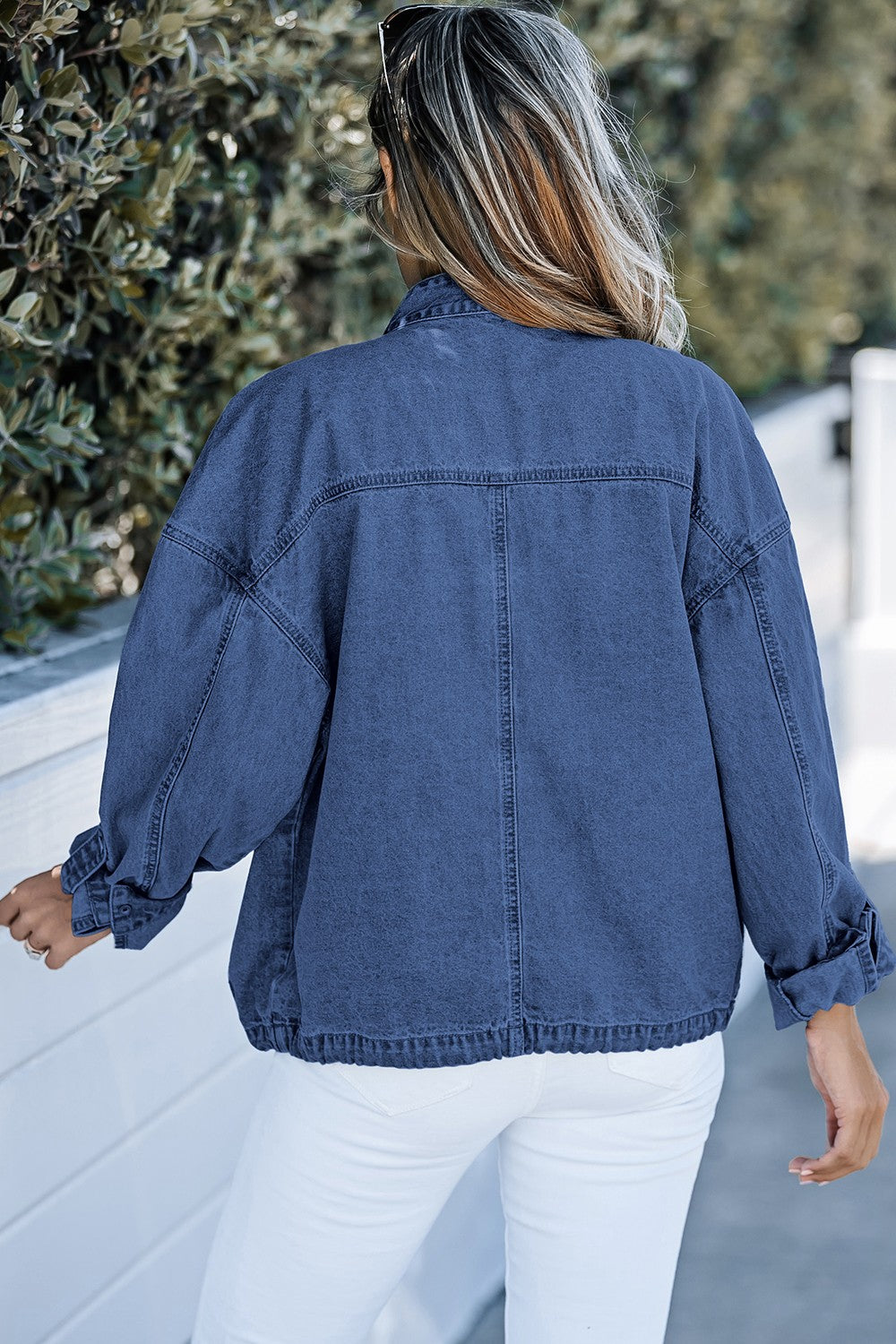 Snap Down Long Sleeve Denim Top