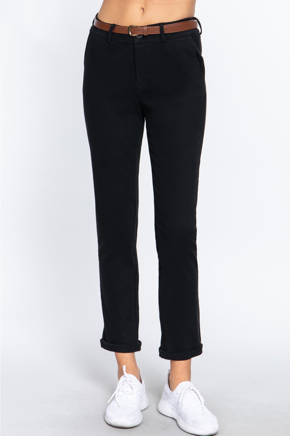 ACTIVE BASIC Cotton-Span Twill Straight Pants front