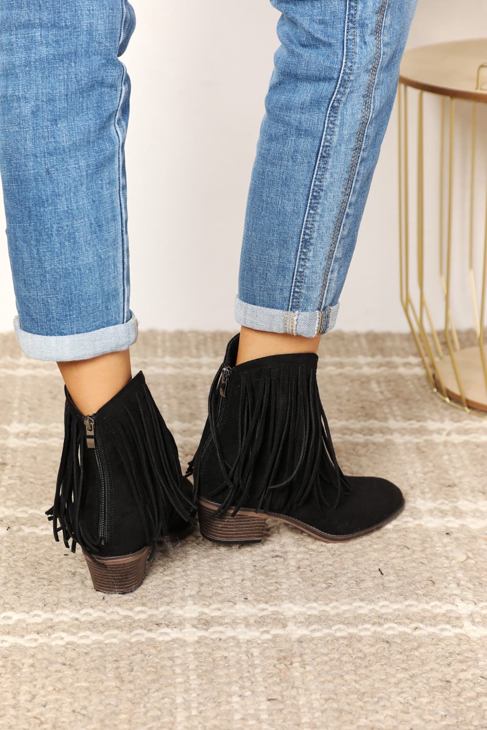 Legend Women's Fringe Cowboy Western Ankle Boots Cowgirl black Boots