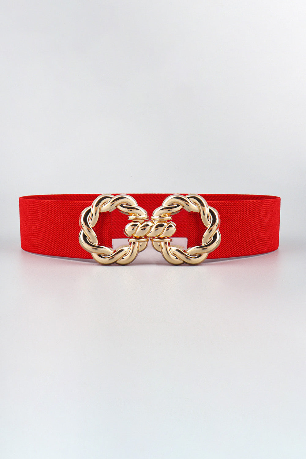 Zinc Alloy Buckle Elastic Belt Red One Size