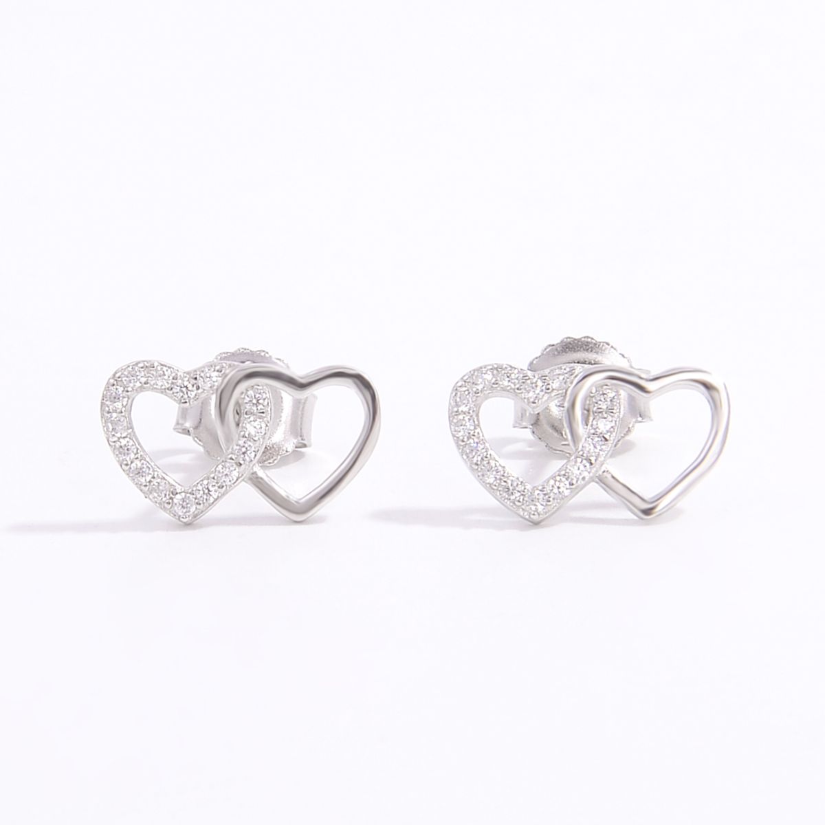 925 Sterling Silver Zircon Heart Earrings