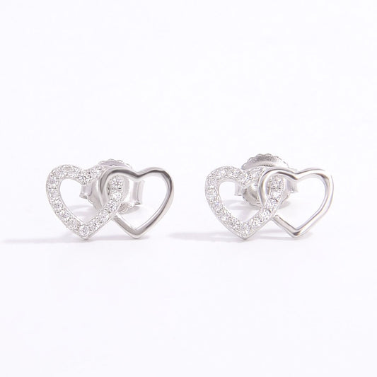 925 Sterling Silver Zircon Heart Earrings