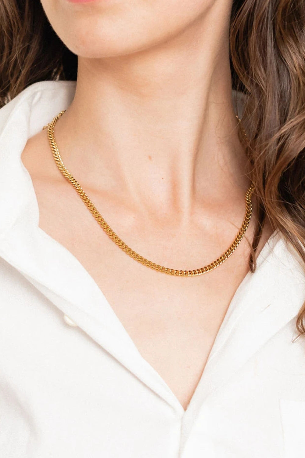 18K Gold Plated Curb Chain Necklace