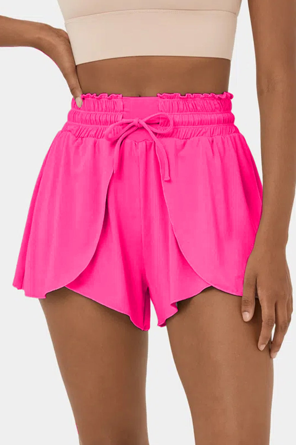 Drawstring Swim Shorts with Pockets - Pink