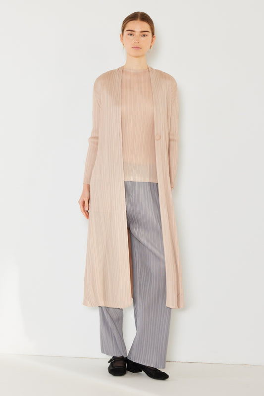 Marina West Swim Pleated Long Sleeve Cardigan Beige