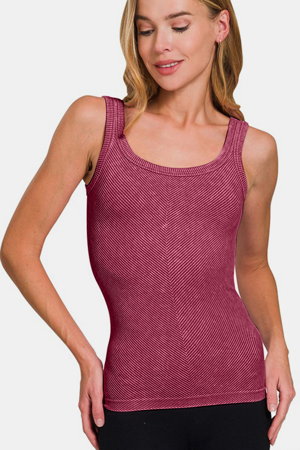 Zenana Ribbed Scoop Neck Tank