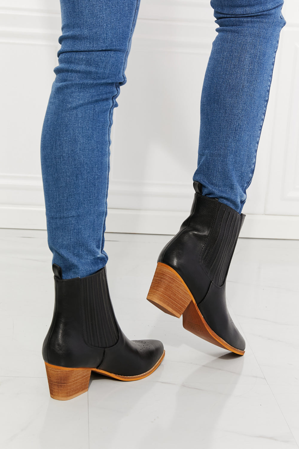 MMShoes Love the Journey Stacked Heel Chelsea Boot in Black back