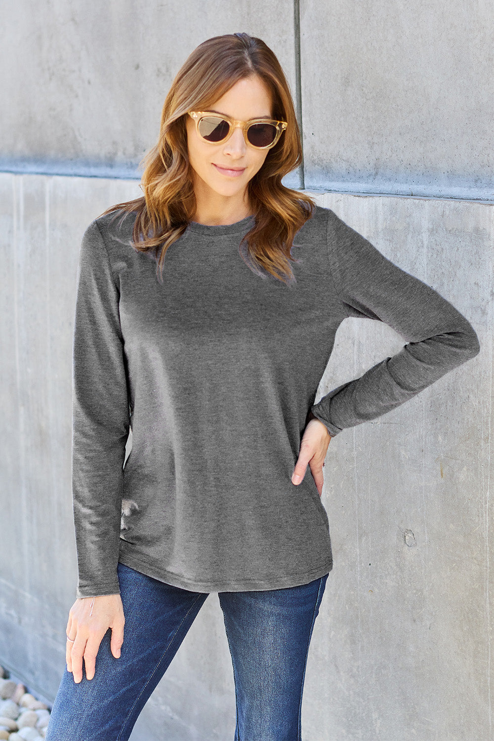 Basic Bae Full Size Round Neck Long Sleeve Top