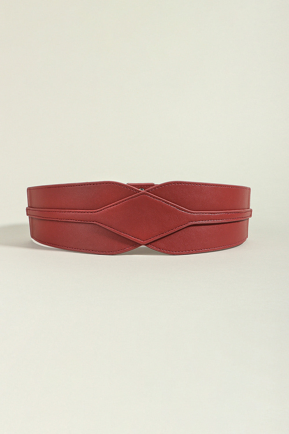 Elastic Wide PU Belt Burgundy One Size