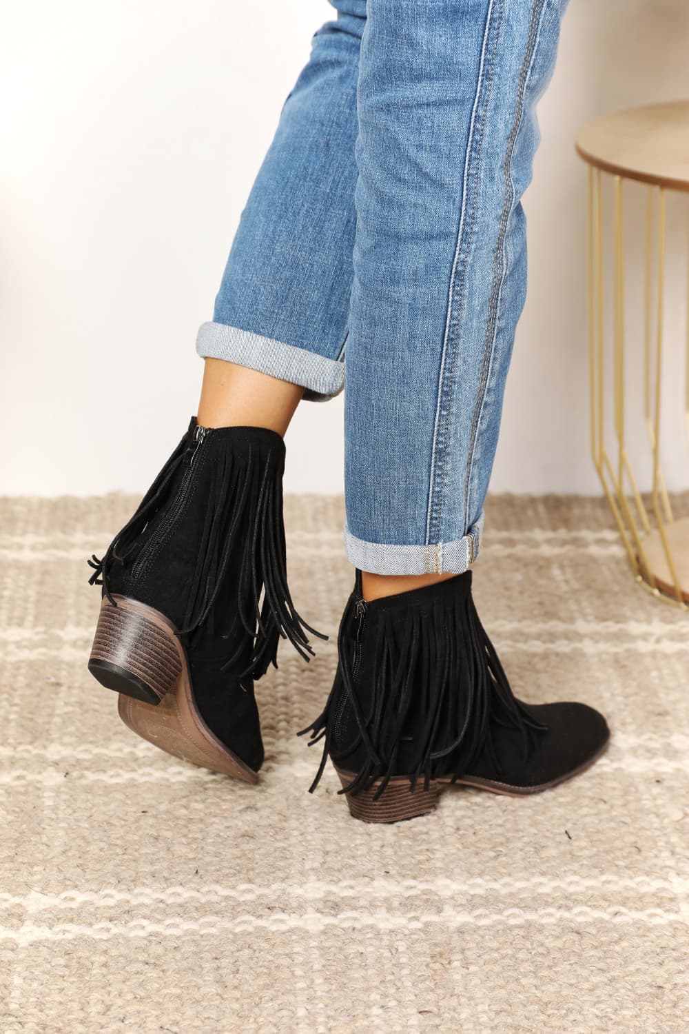 Legend Women's Fringe Cowboy Western Ankle Boots Cowgirl black Boots