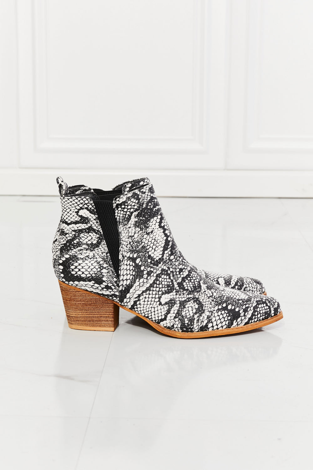 MMShoes Back At It Point Toe Bootie in Snakeskin Pointed Toe Boots