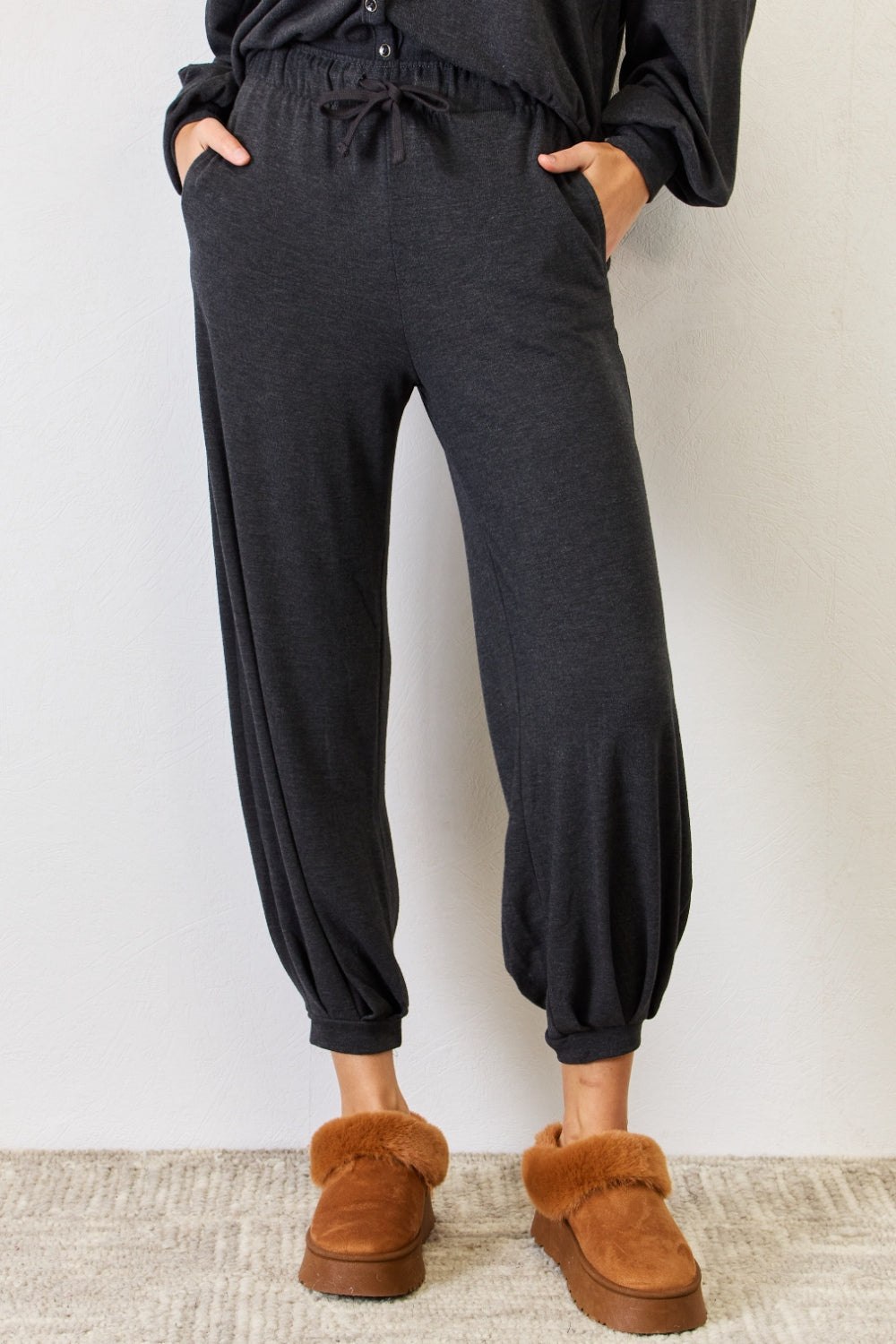 High Waist Drawstring Lounge Joggers  Pants