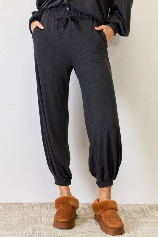 High Waist Drawstring Lounge Joggers  Pants