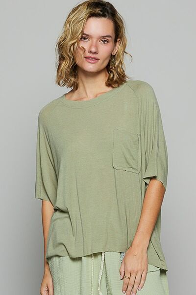 POL Round Neck Half Sleeve T-Shirt Sage