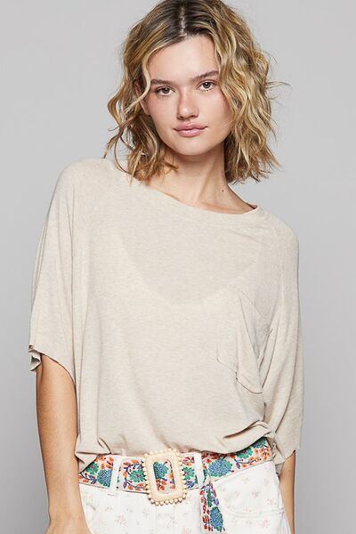 POL Round Neck Half Sleeve T-Shirt LATTE