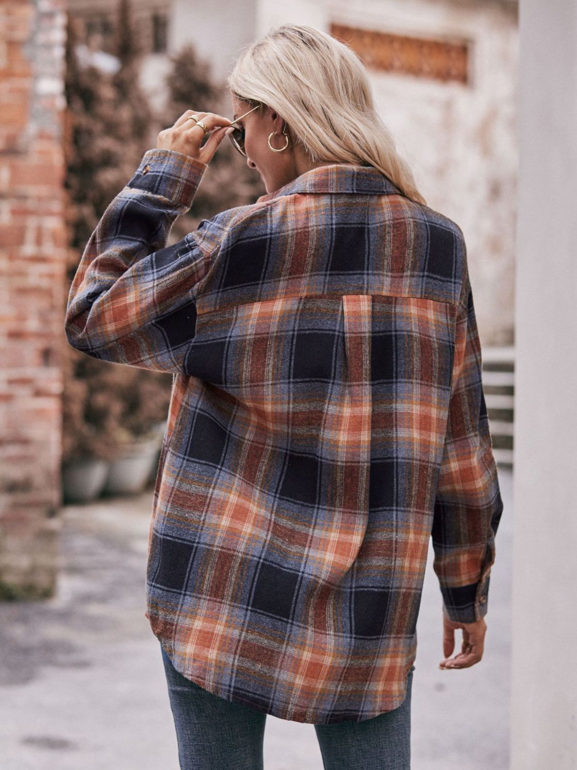 Mandy Plaid Dropped Shoulder Longline Shirt