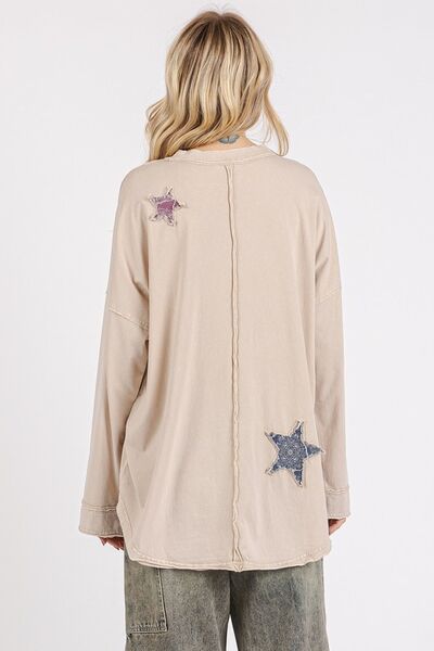 Mittoshop Mineral Wash Star Patch Long Sleeve T-Shirt