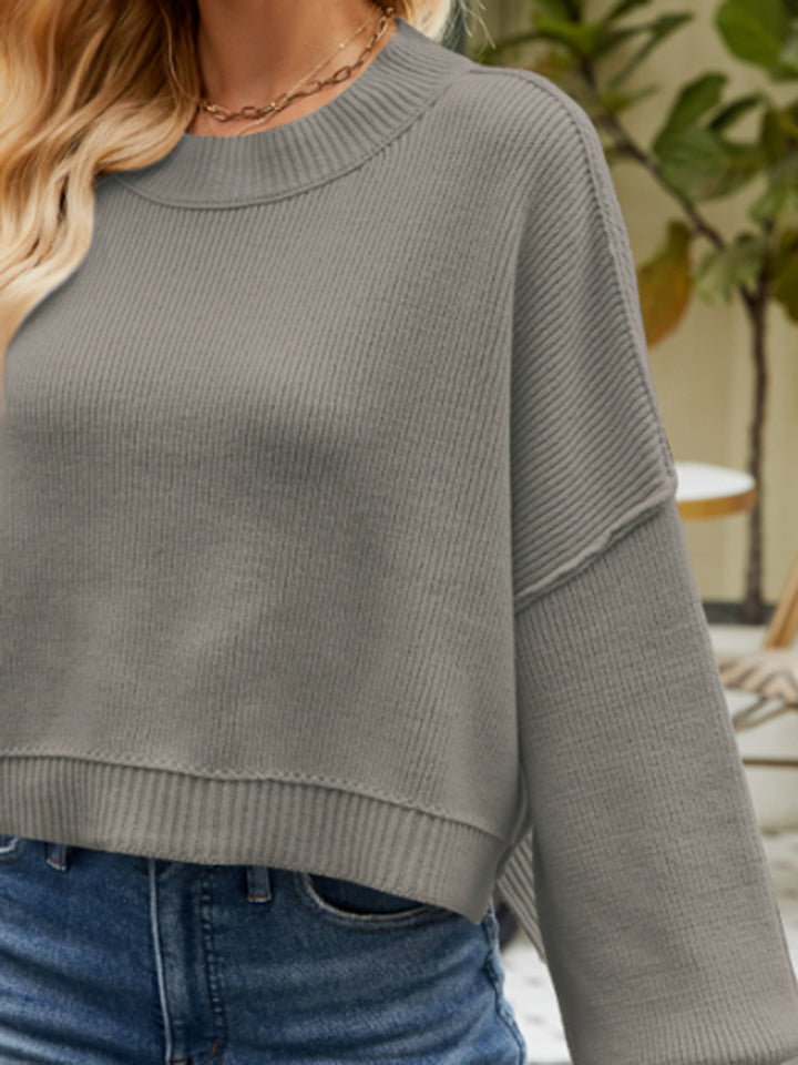 Round Neck Lantern Sleeve Sweater