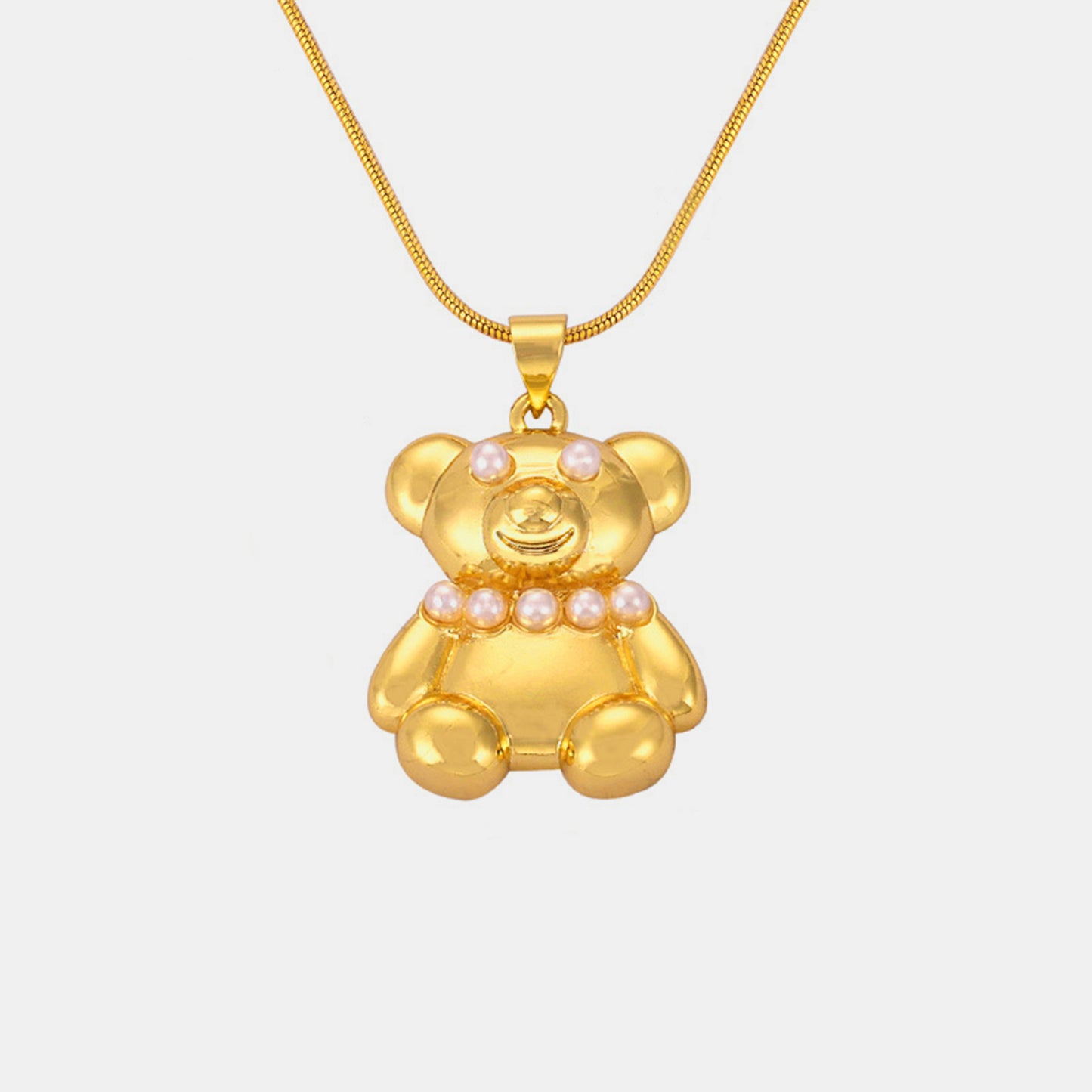 Titanium Steel Gold-Plated Bear Pendant Necklace