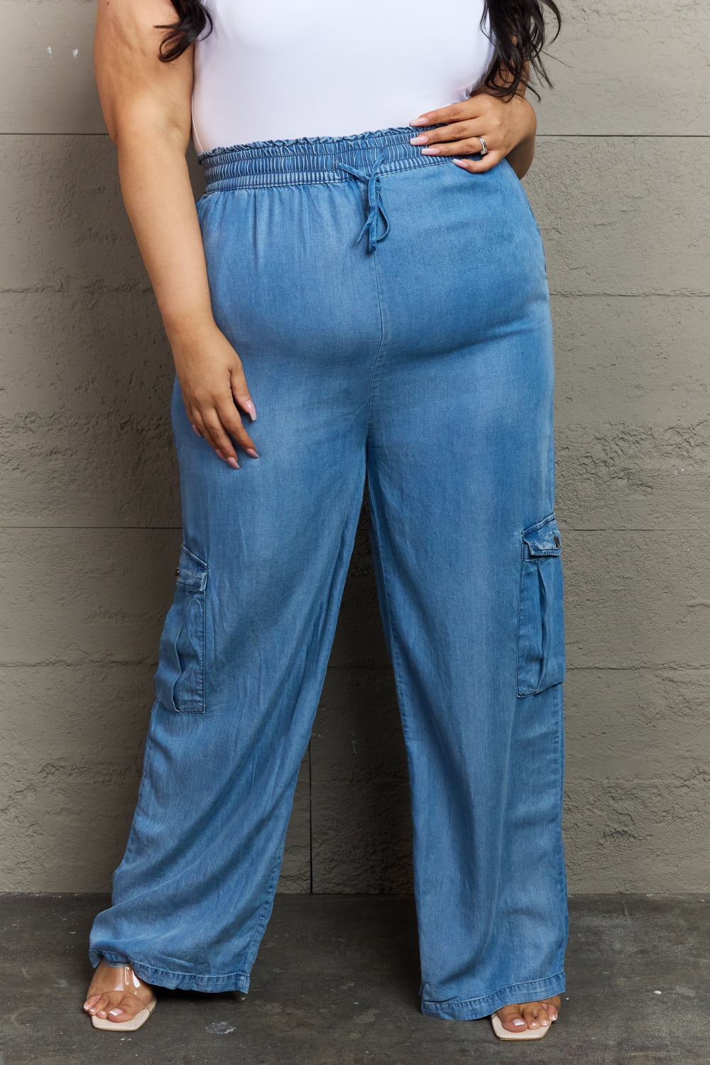 GeeGee Out Of Site Full Size Denim Cargo Pants