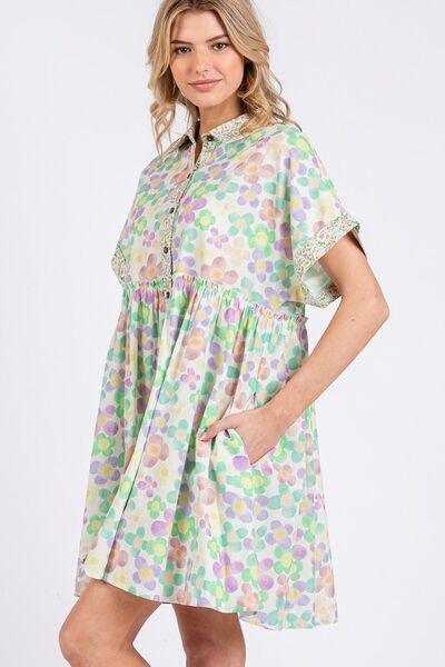 SAGE+FIG Floral Babydoll Short Sleeves Dress