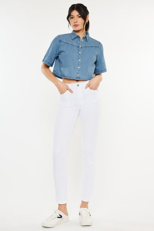 Kancan High Rise Ankle Skinny Jeans White