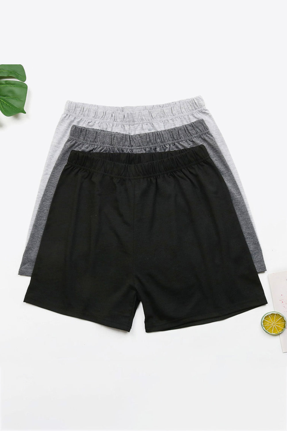 Perfee 3-Pack Elastic Waist Shorts