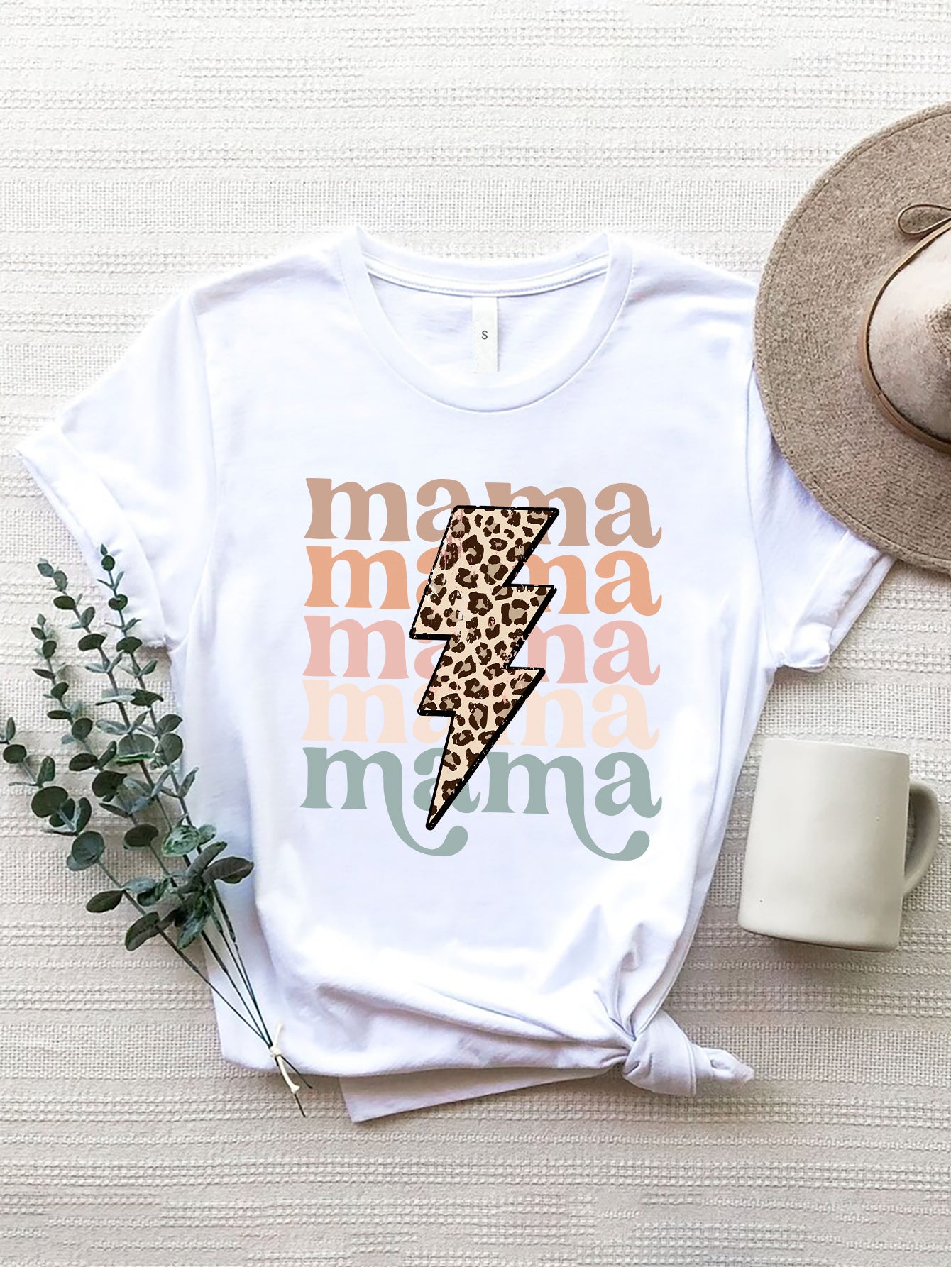 MAMA Round Neck Short Sleeve T-Shirt