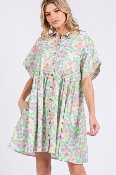 SAGE+FIG Floral Babydoll Short Sleeves Dress