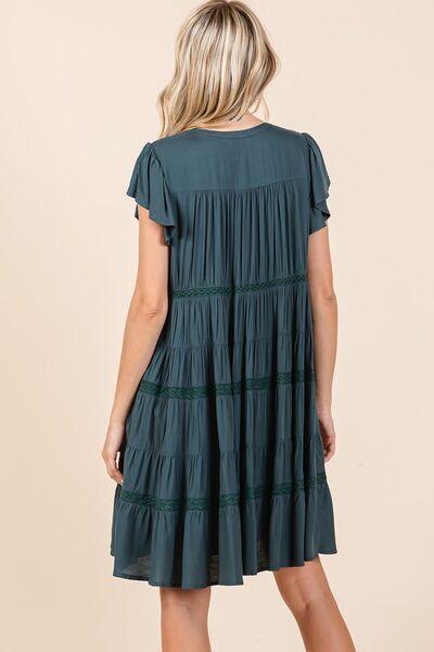 Mittoshop Lace Detail Ruffled Button Down Tiered Dress