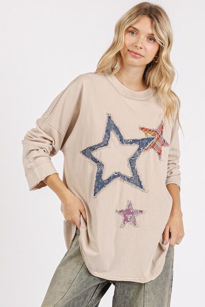 Mittoshop Mineral Wash Star Patch Long Sleeve T-Shirt