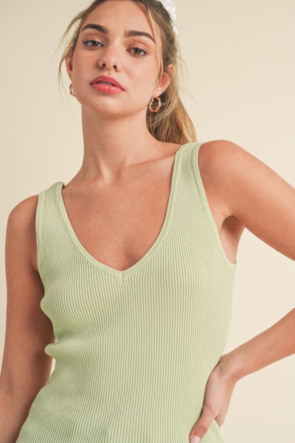 Aemi + Co Ribbed Wide Strap Knit Tank