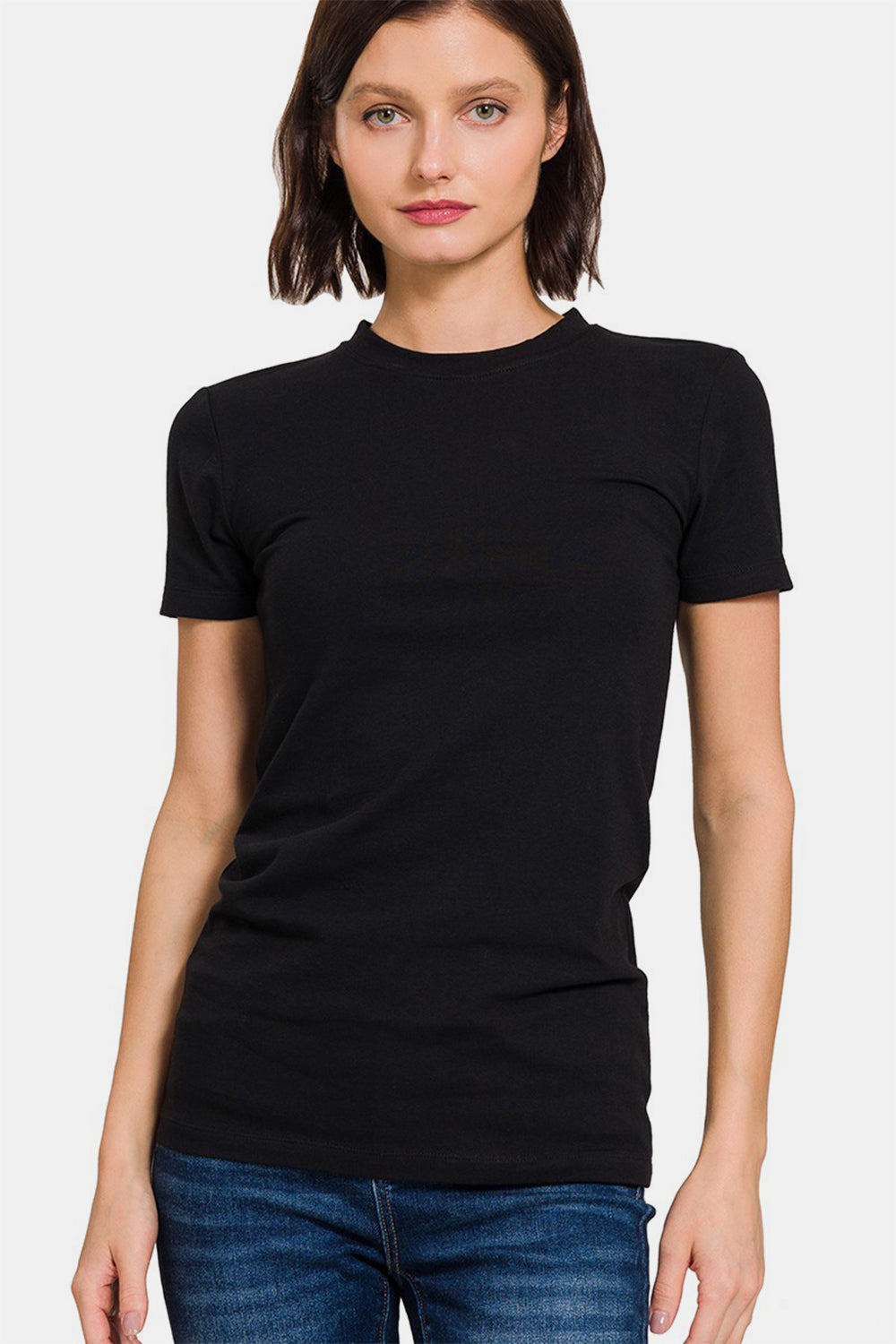 Zenana Crew Neck Short Sleeve T-Shirt Black