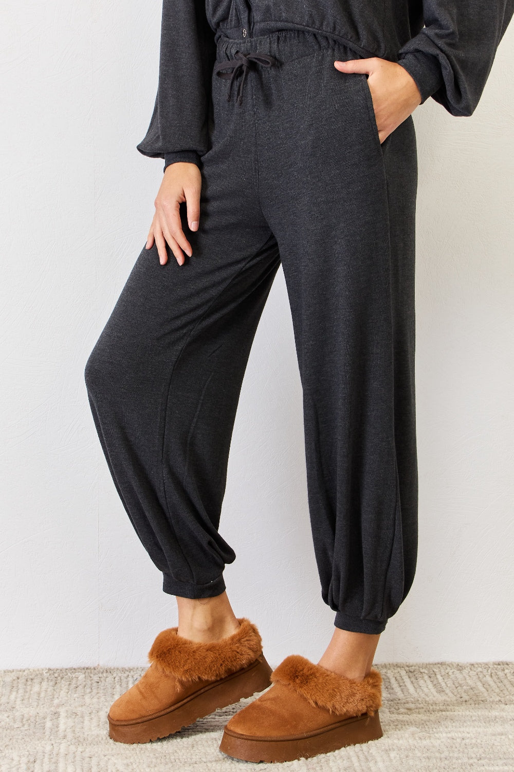 High Waist Drawstring Lounge Joggers 