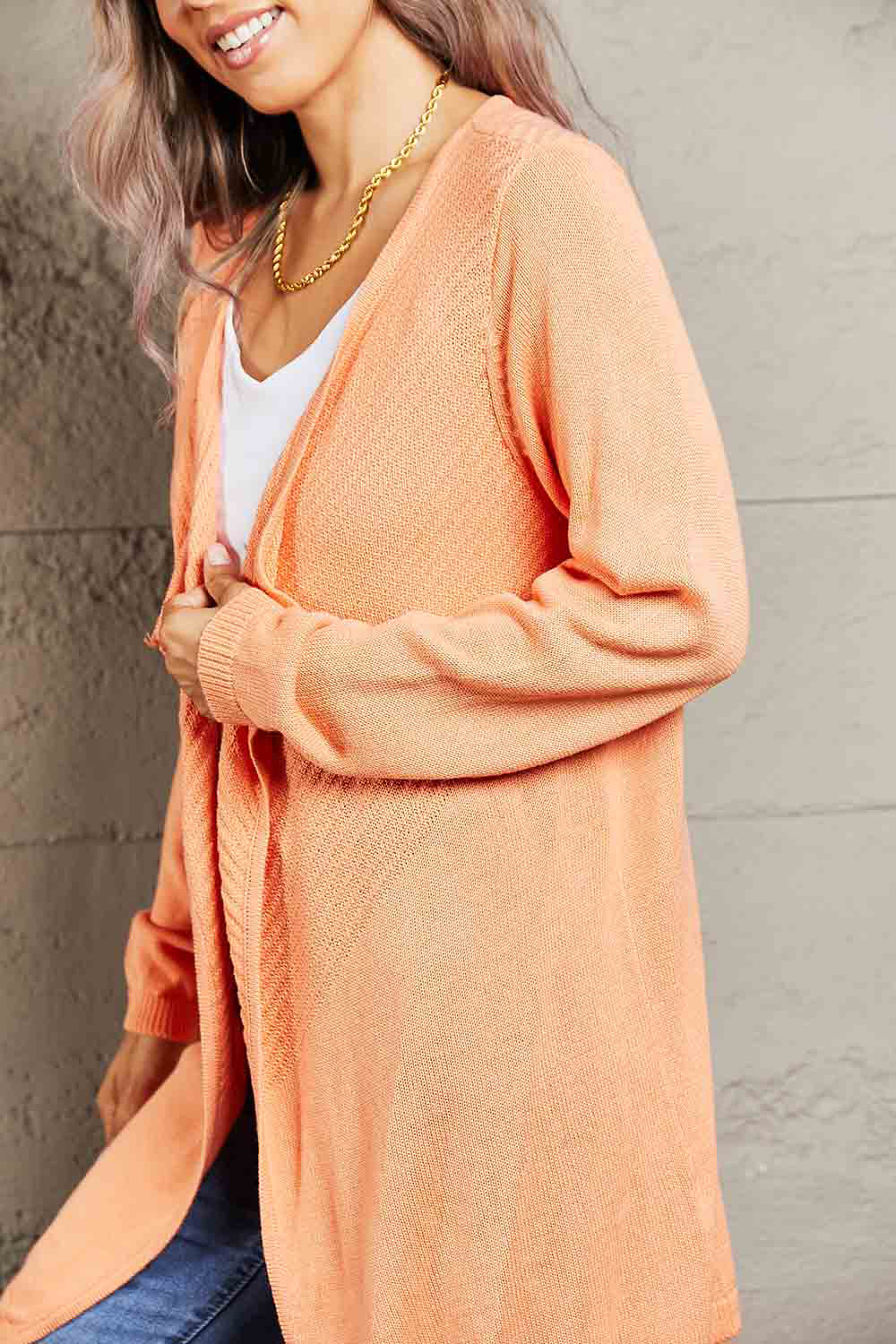 Ribbed Open Front Cardigan