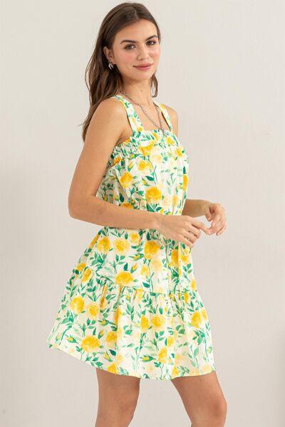 HYFVE Floral Tie Shoulder Mini Dress Yellow