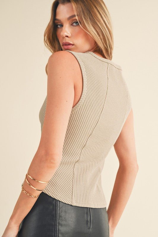 Aemi + Co Exposed Seam Ribbed Wide Strap Tank