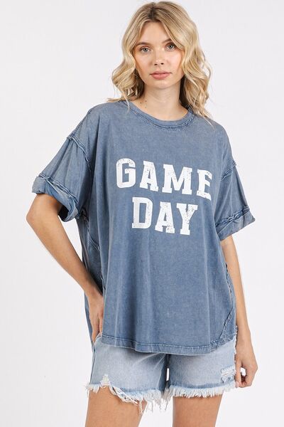 Mittoshop GAME DAY Round Neck Short Sleeve T-Shirt Dusty Blue