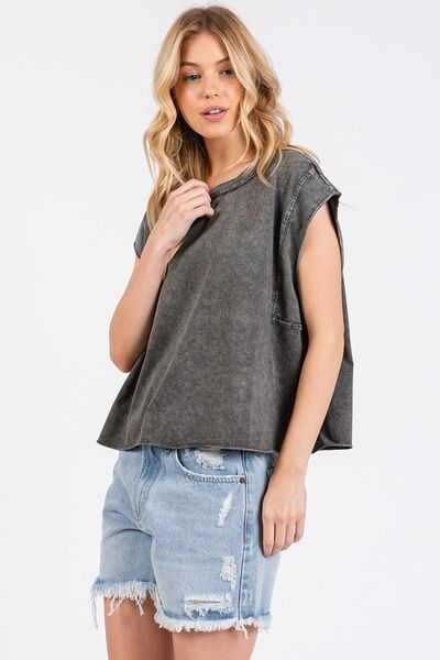 Mittoshop Round Neck Cap Sleeve T-Shirt