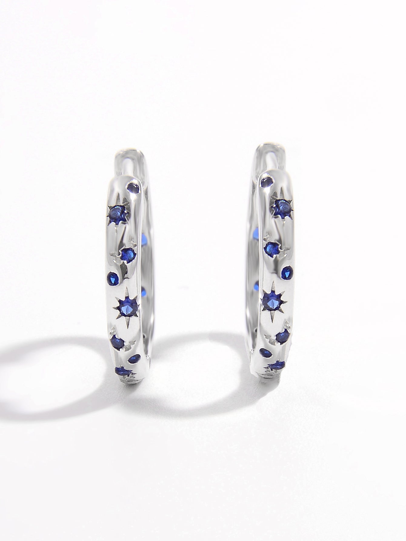 925 Sterling Silver Inlaid Zircon Huggie Earrings