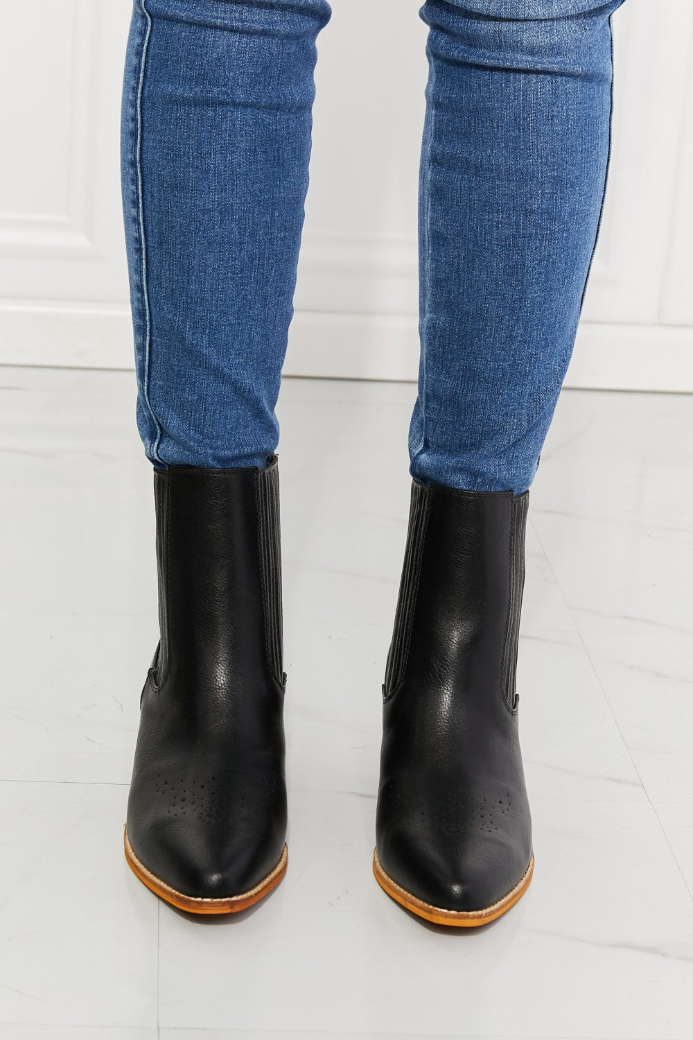 MMShoes Love the Journey Stacked Heel Chelsea Boot in Black front