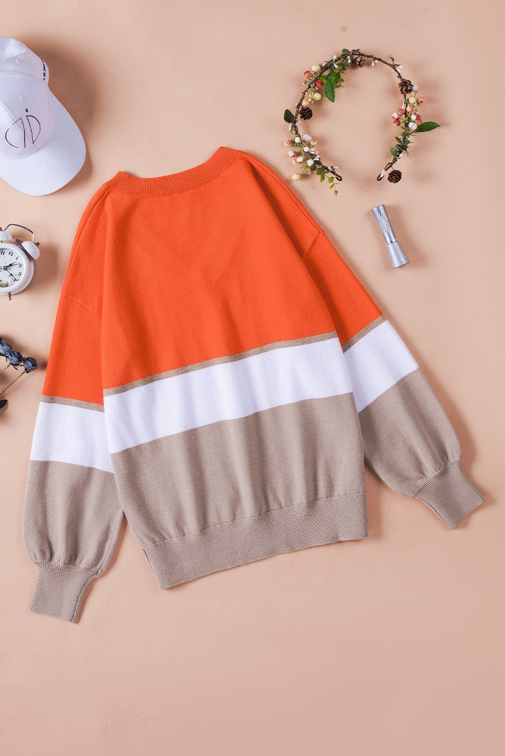 Striped V-Neck Long Sleeve Sweater