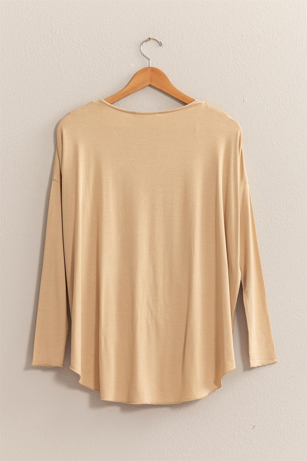 HYFVE Draped Drop Shoulder Long Sleeve Top