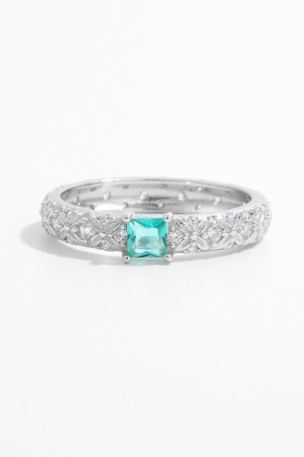 925 Sterling Silver Square Zircon Ring Silver