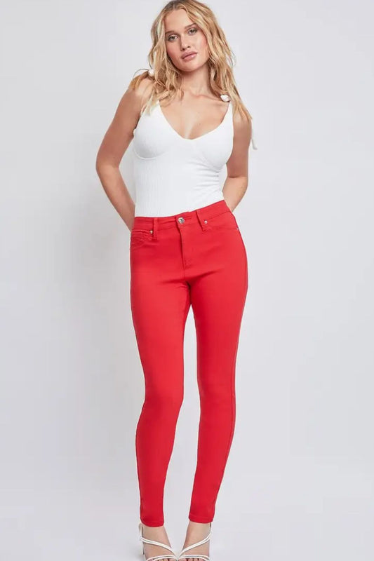 YMI Jeanswear Full Size Hyperstretch Mid-Rise Skinny Jeans Ruby Red