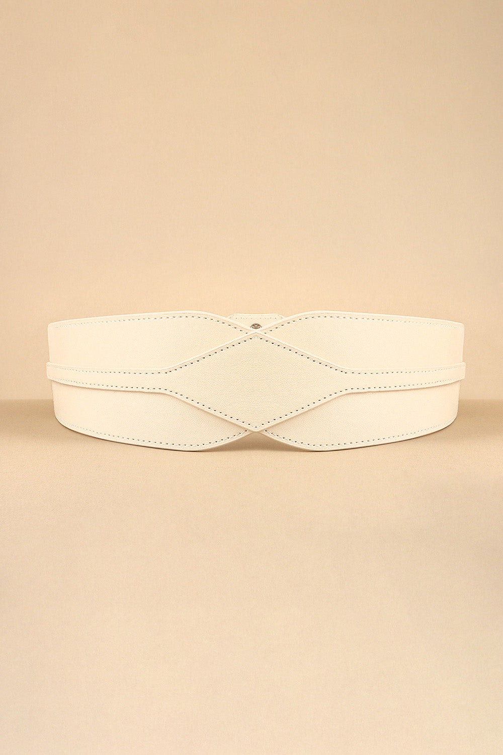 Elastic Wide PU Belt Ivory One Size