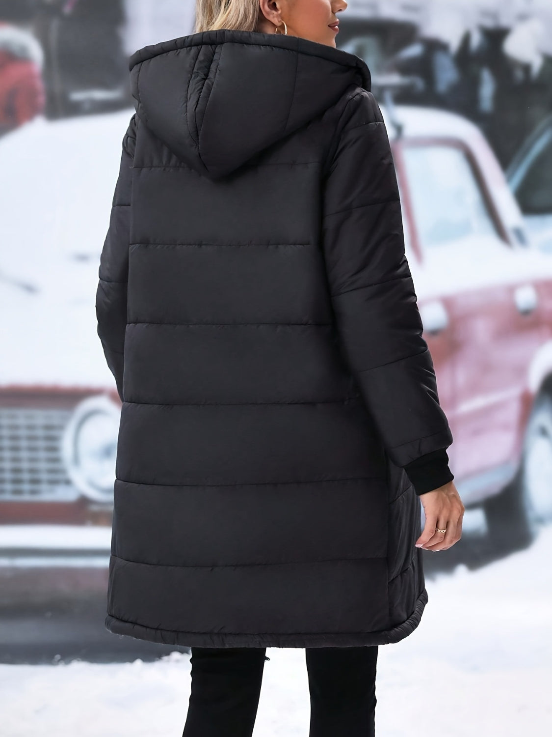 Plus Size Zip Up Hooded Winter Coat