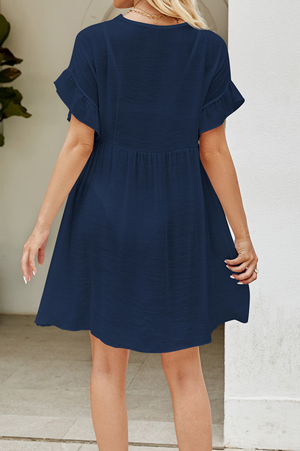 V-Neck Flounce Sleeve Cover-Up Dress